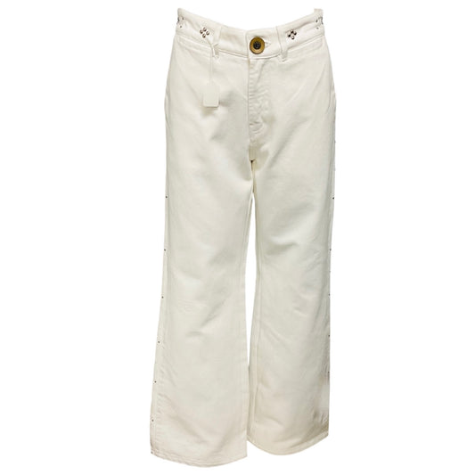 Wales Bonner White / Silver Stud Detail Straight Leg Denim Jeans