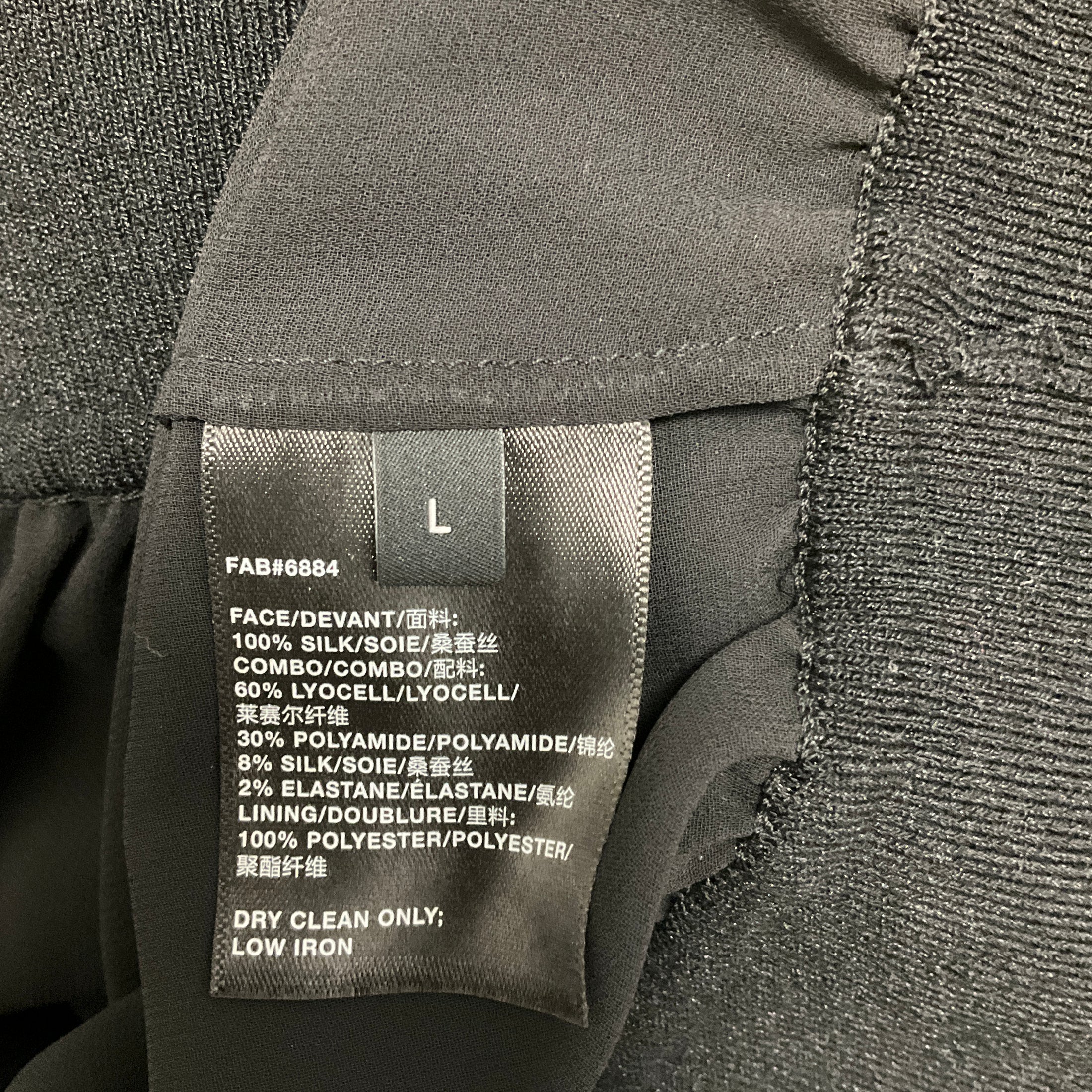 Lafayette 148 New York Black Long Sleeved Silk Chiffon Top with Elastic Waist