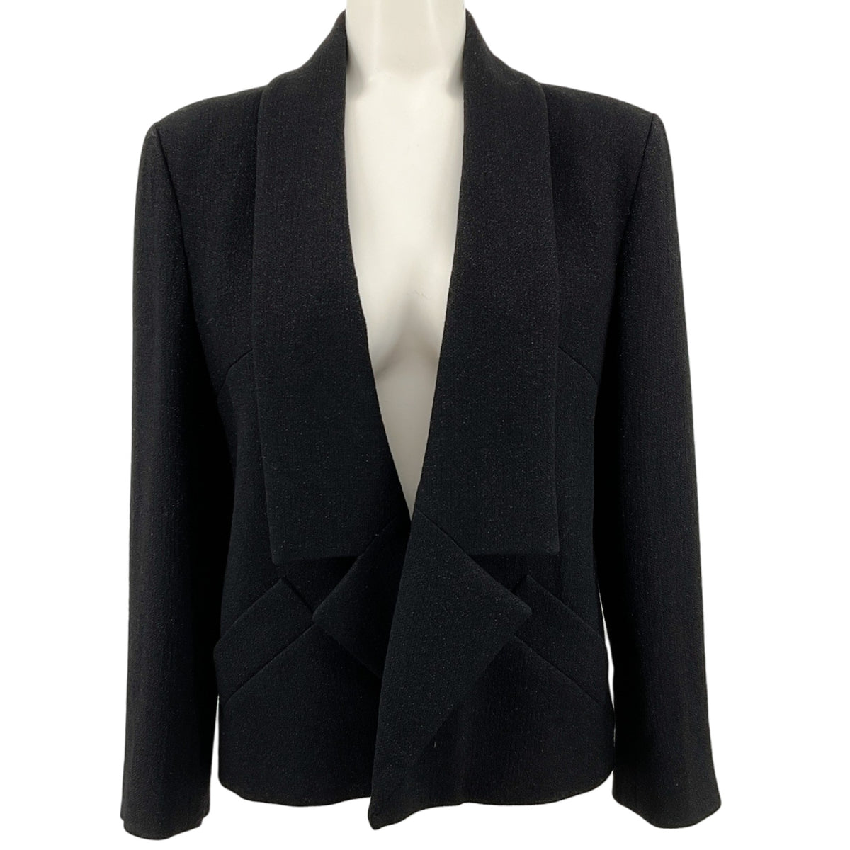 Chanel Black Wool Cropped Open Front Jacket
