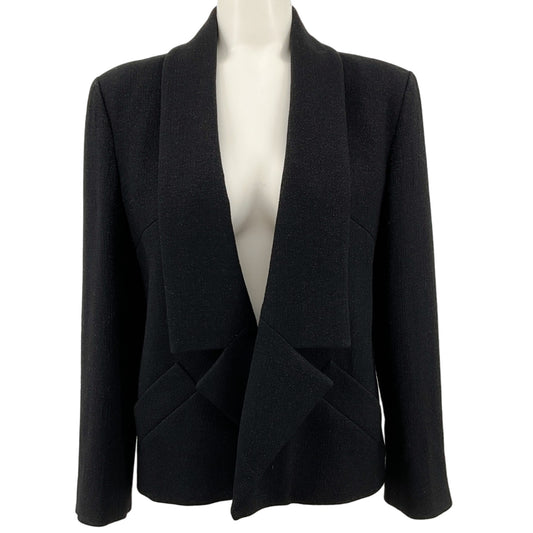 Chanel Black Wool Cropped Open Front Jacket

