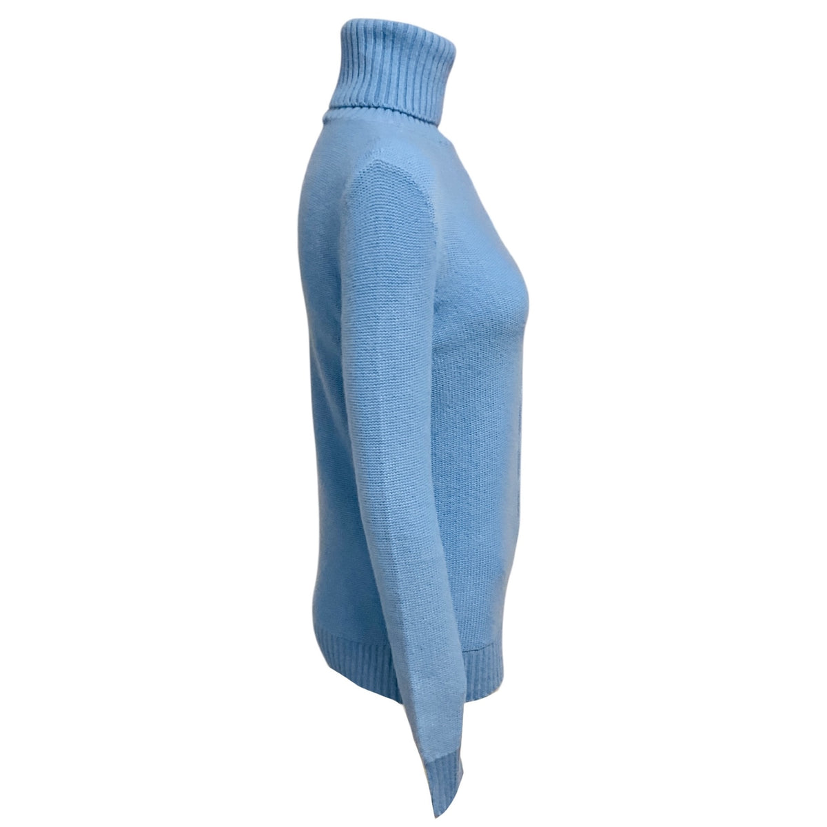 Loro Piana Periwinkle Blue Baby Cashmere Cable Knit Turtleneck Sweater