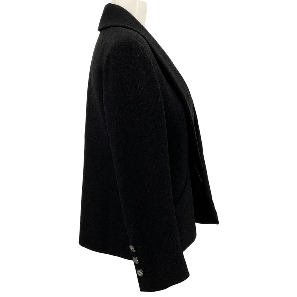 Chanel Black Wool Cropped Open Front Jacket
