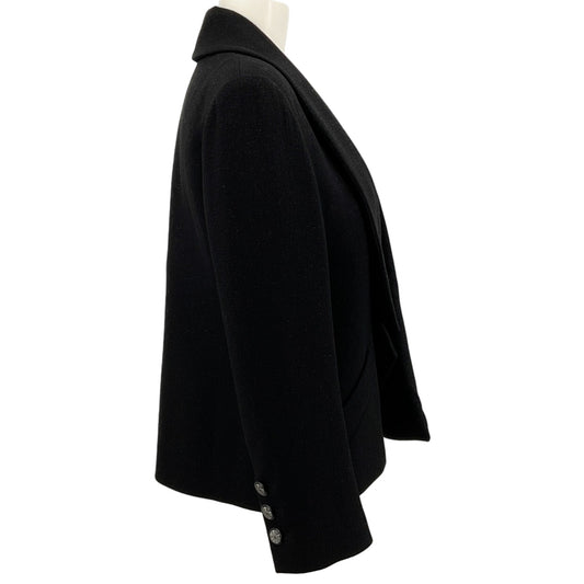 Chanel Black Wool Cropped Open Front Jacket