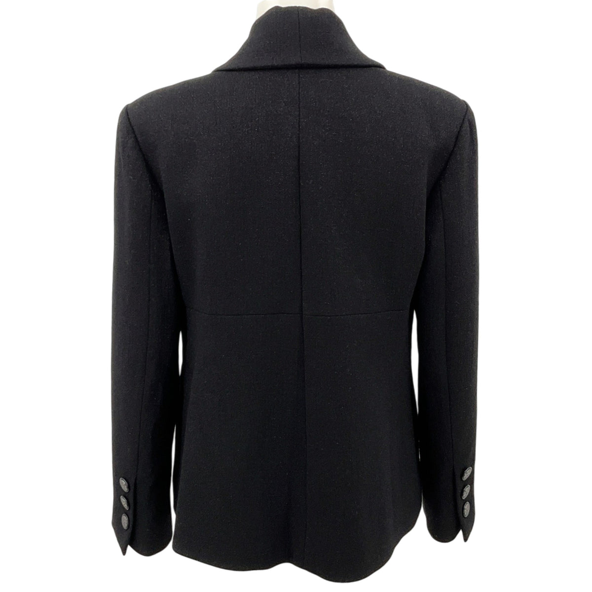 Chanel Black Wool Cropped Open Front Jacket