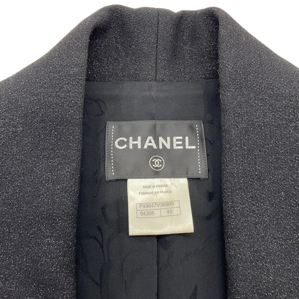Chanel Black Wool Cropped Open Front Jacket