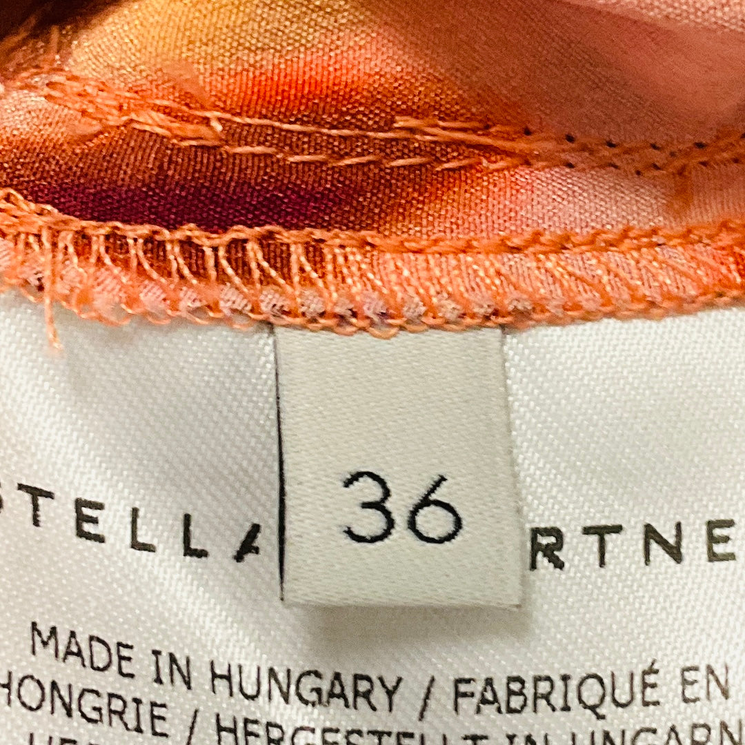 Stella McCartney Peach / Orange Multi Cheetah Print Silk Midi Dress
