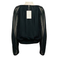 Load image into Gallery viewer, Lafayette 148 New York Black Long Sleeved Silk Chiffon Top with Elastic Waist
