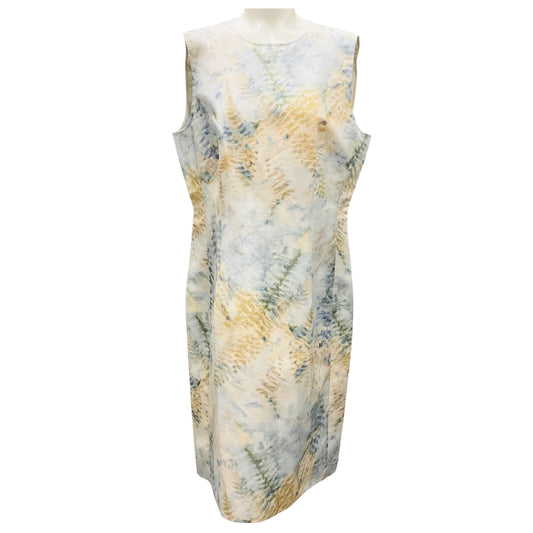 Lafayette 148 New York Bluestone Multi Eco Fern Print Linen Blend Sheath Dress