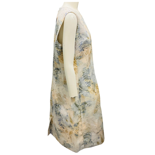 Lafayette 148 New York Bluestone Multi Eco Fern Print Linen Blend Sheath Dress