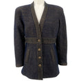 Load image into Gallery viewer, Chanel Navy Blue / Gold Wool Tweed Jacket With Gripoix Buttons

