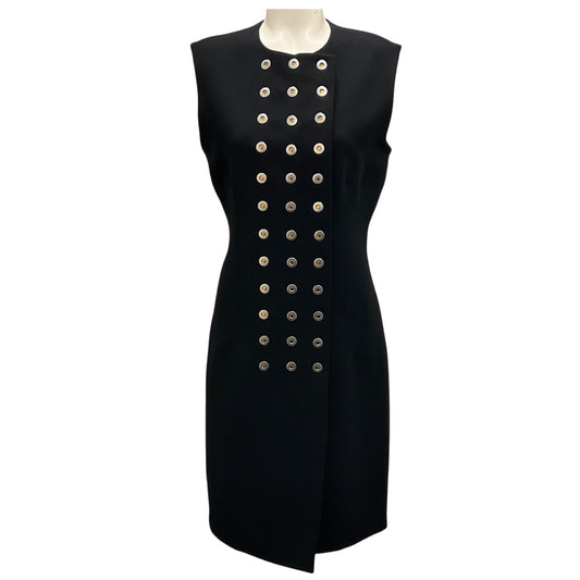 Balenciaga Black / Silver / Gold Button Detail Sleeveless Cocktail Dress