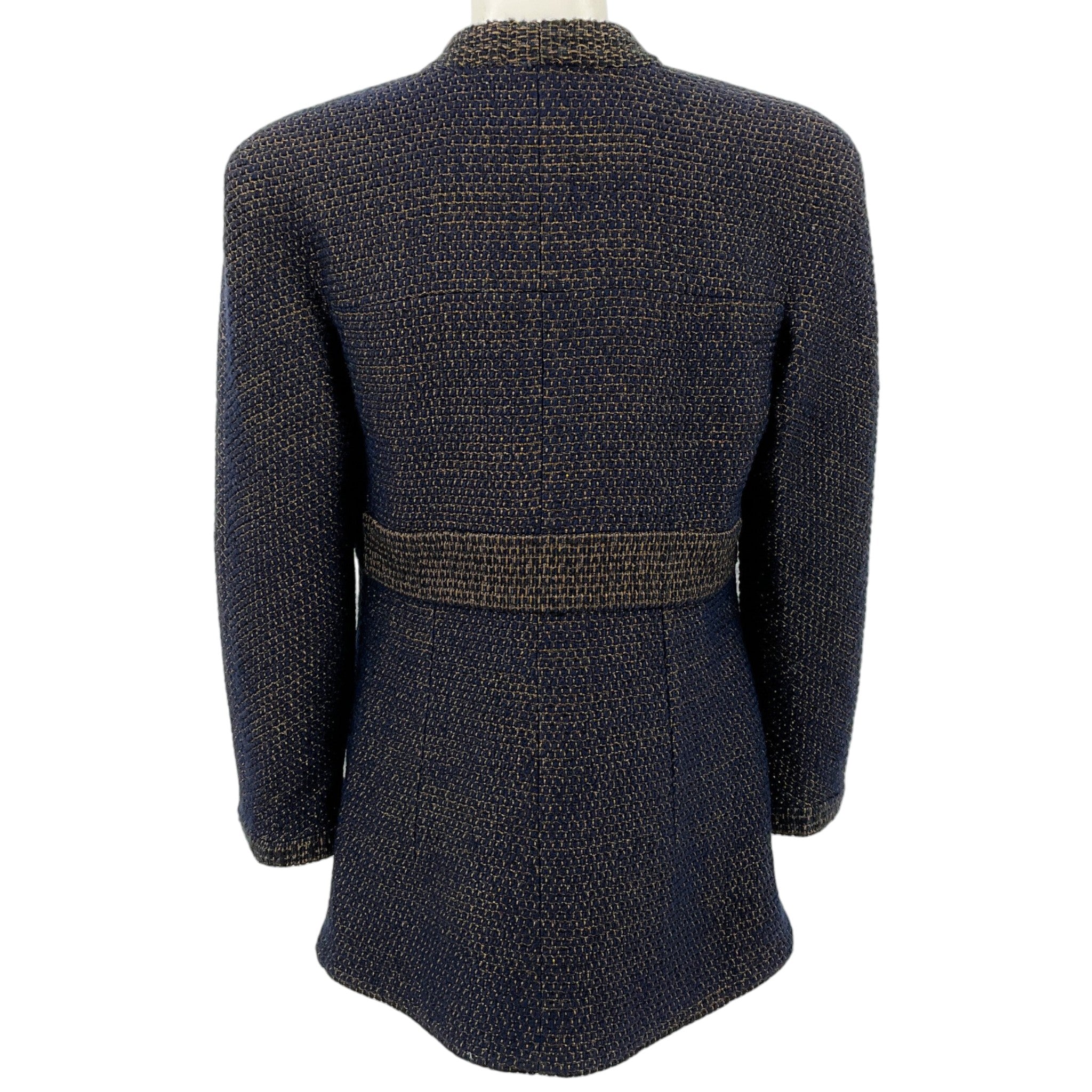 Chanel Navy Blue / Gold Wool Tweed Jacket With Gripoix Buttons