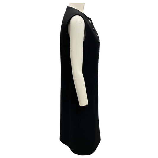 Balenciaga Black / Silver / Gold Button Detail Sleeveless Cocktail Dress