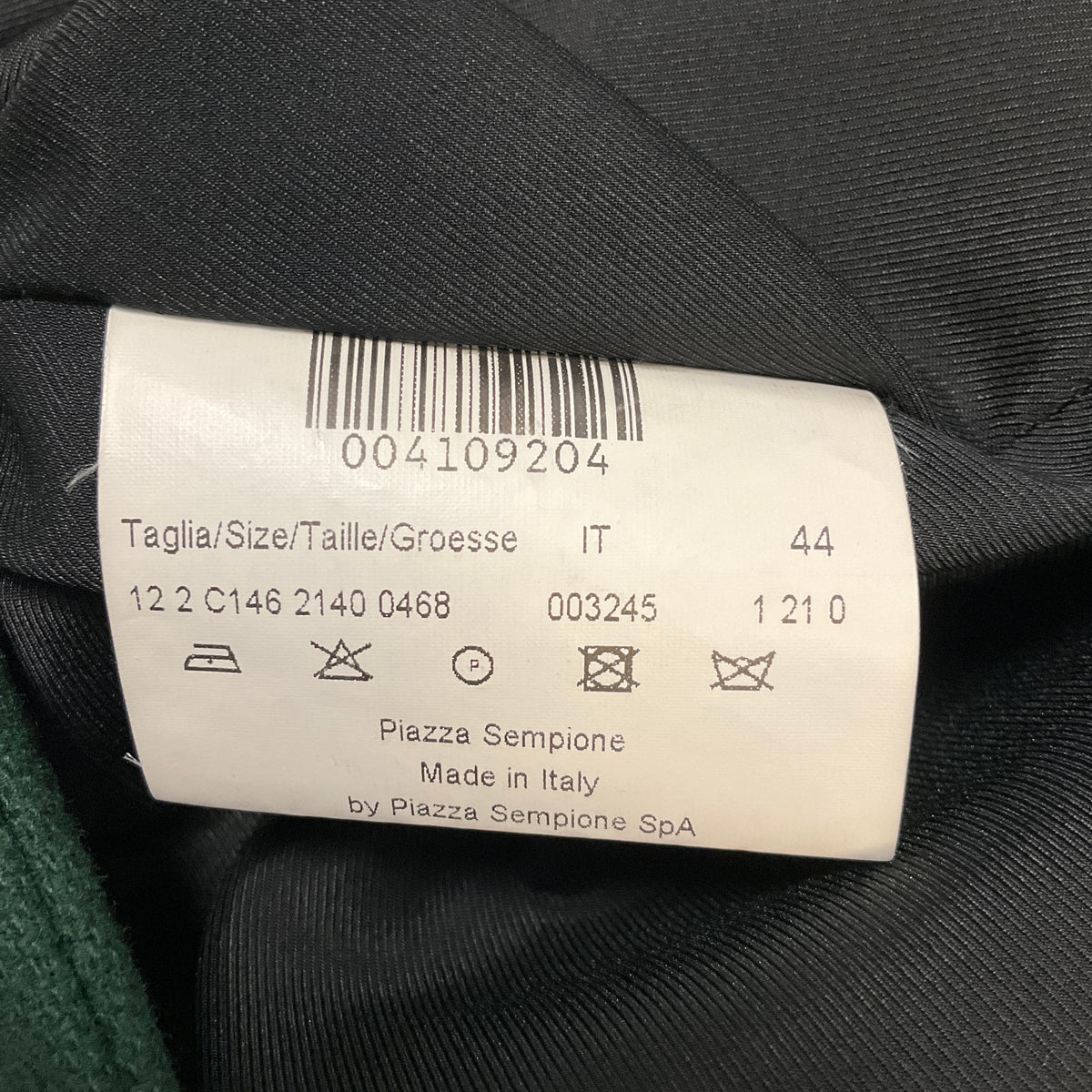 Piazza Sempione Green Mid Length Button Front Wool and Cashmere Coat