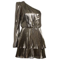 Load image into Gallery viewer, Derek Lam 10 Crosby Gold Metallic Yolie Pleated One Shoulder Lame Mini Cocktail Dress
