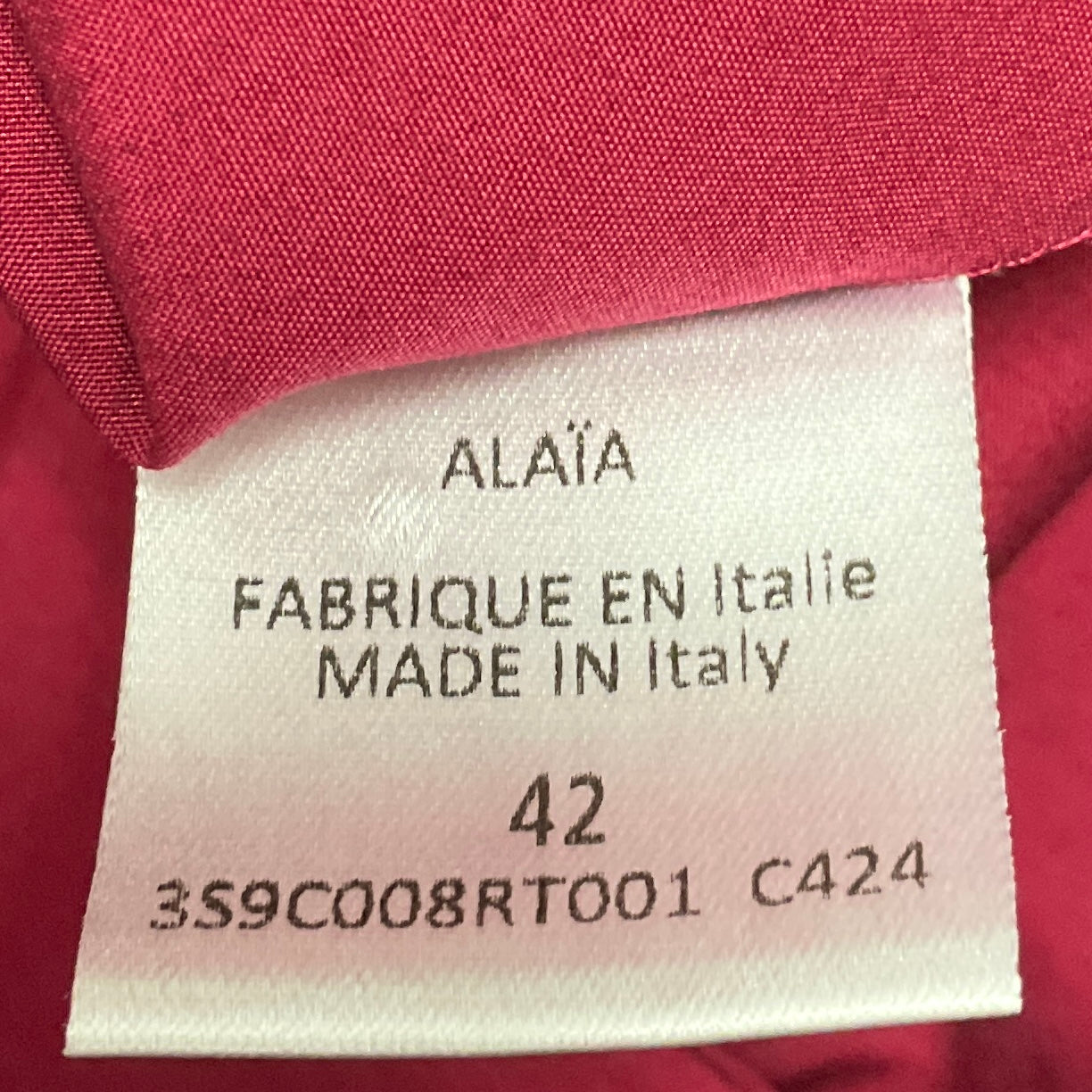 Alaia Cranberry Long Sleeved Peplum Hem Tie Front Button Down Cotton Top
