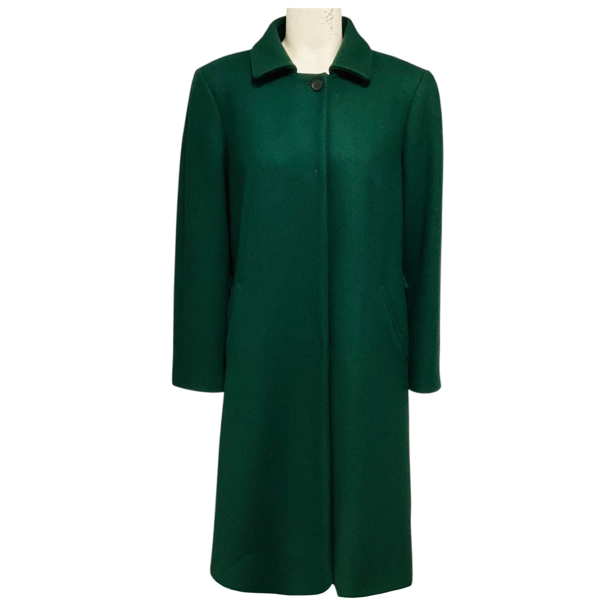 Piazza Sempione Green Mid Length Button Front Wool and Cashmere Coat