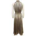Load image into Gallery viewer, A.L.C. Antique Gold Renzo Pleated Metallic Halter Dress
