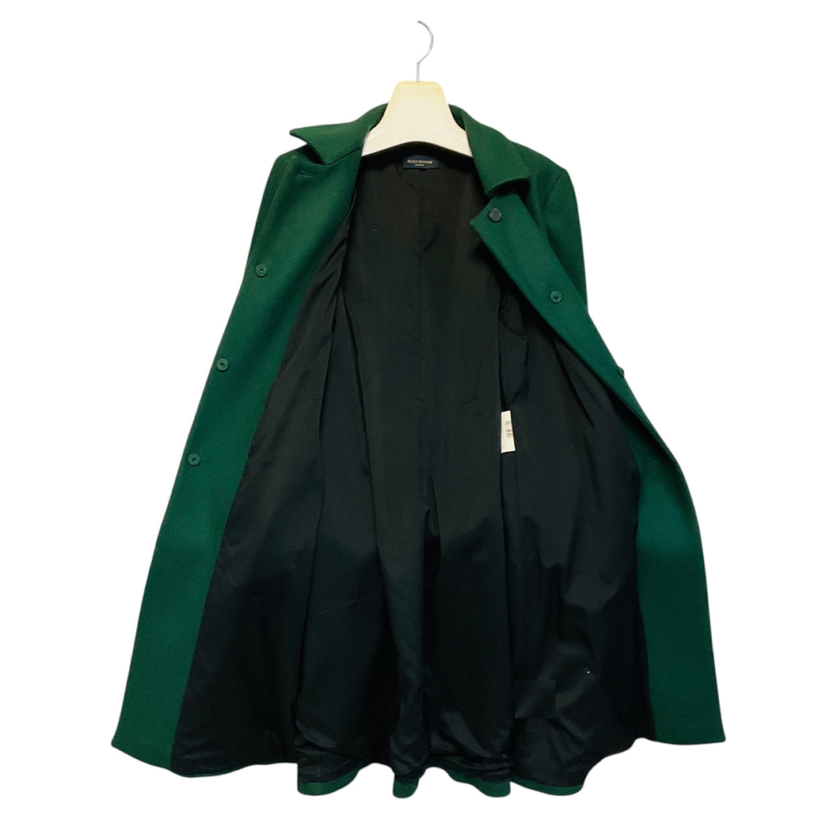 Piazza Sempione Green Mid Length Button Front Wool and Cashmere Coat
