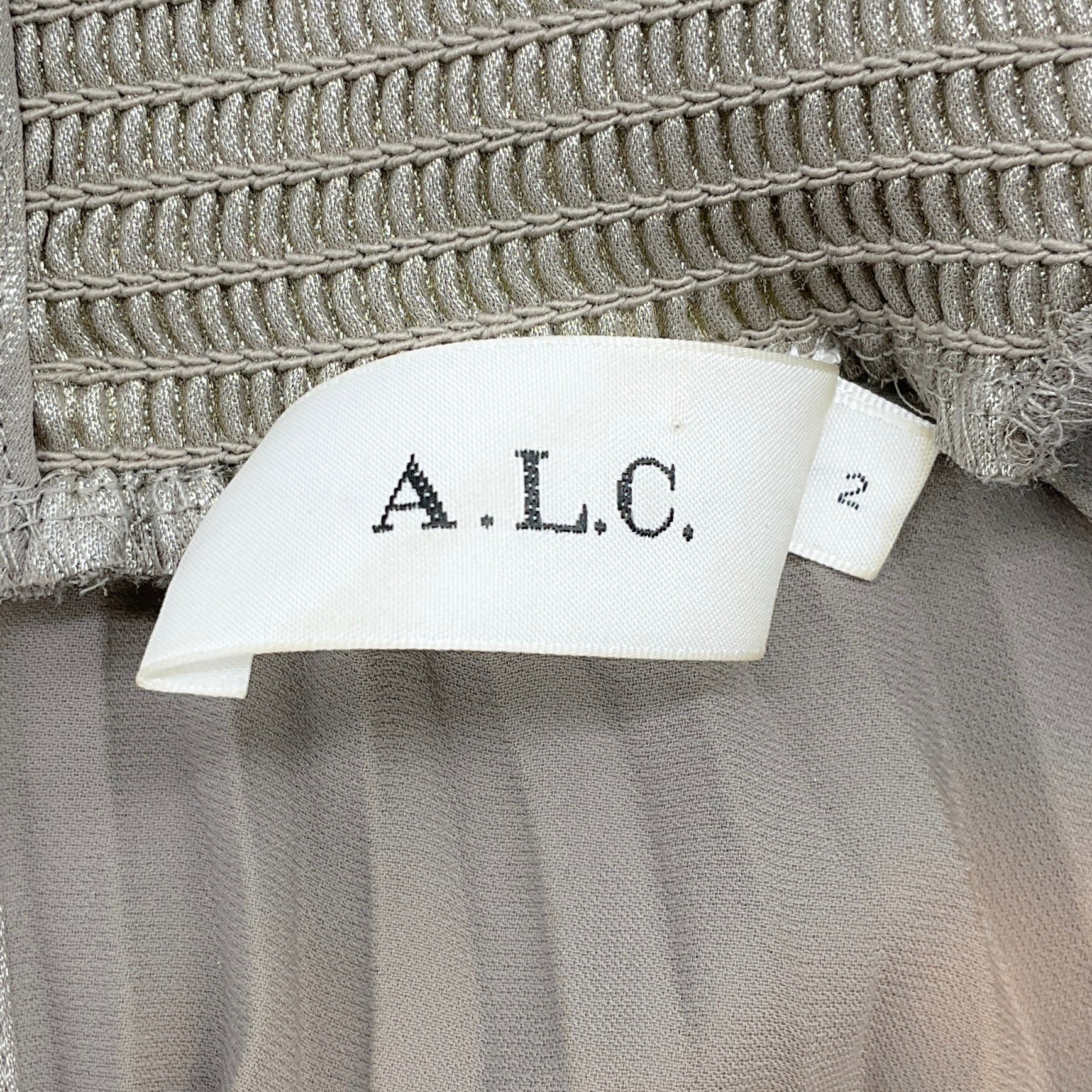 A.L.C. Antique Gold Renzo Pleated Metallic Halter Dress