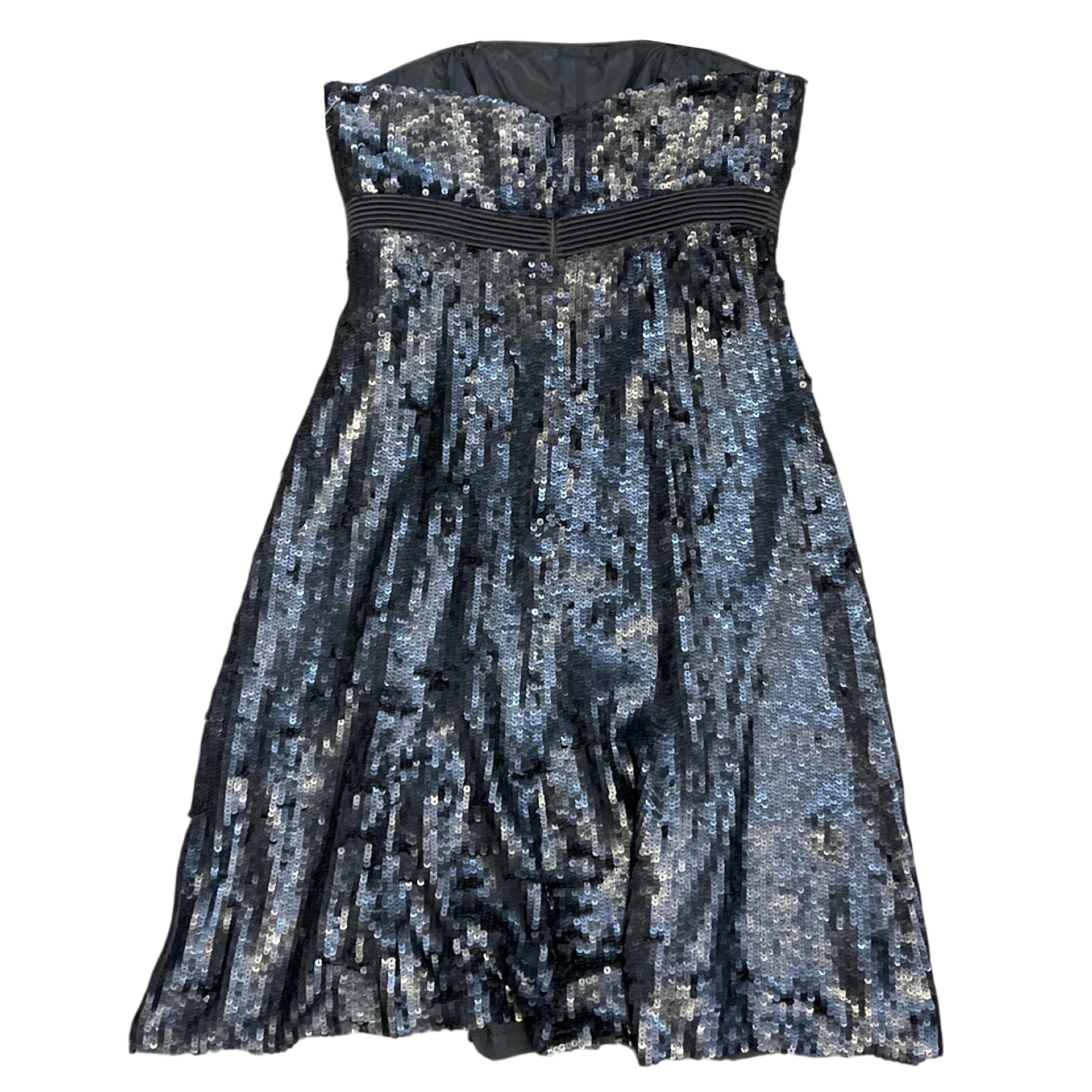 Badgley Mischka Blue Sequined Strapless Mini Cocktail Dress