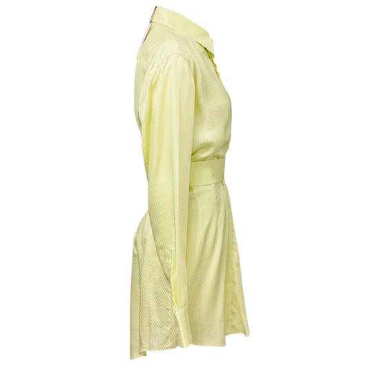Brandon Maxwell Honeydew / Light Green Vera Belted Shirtdress Mini Dress