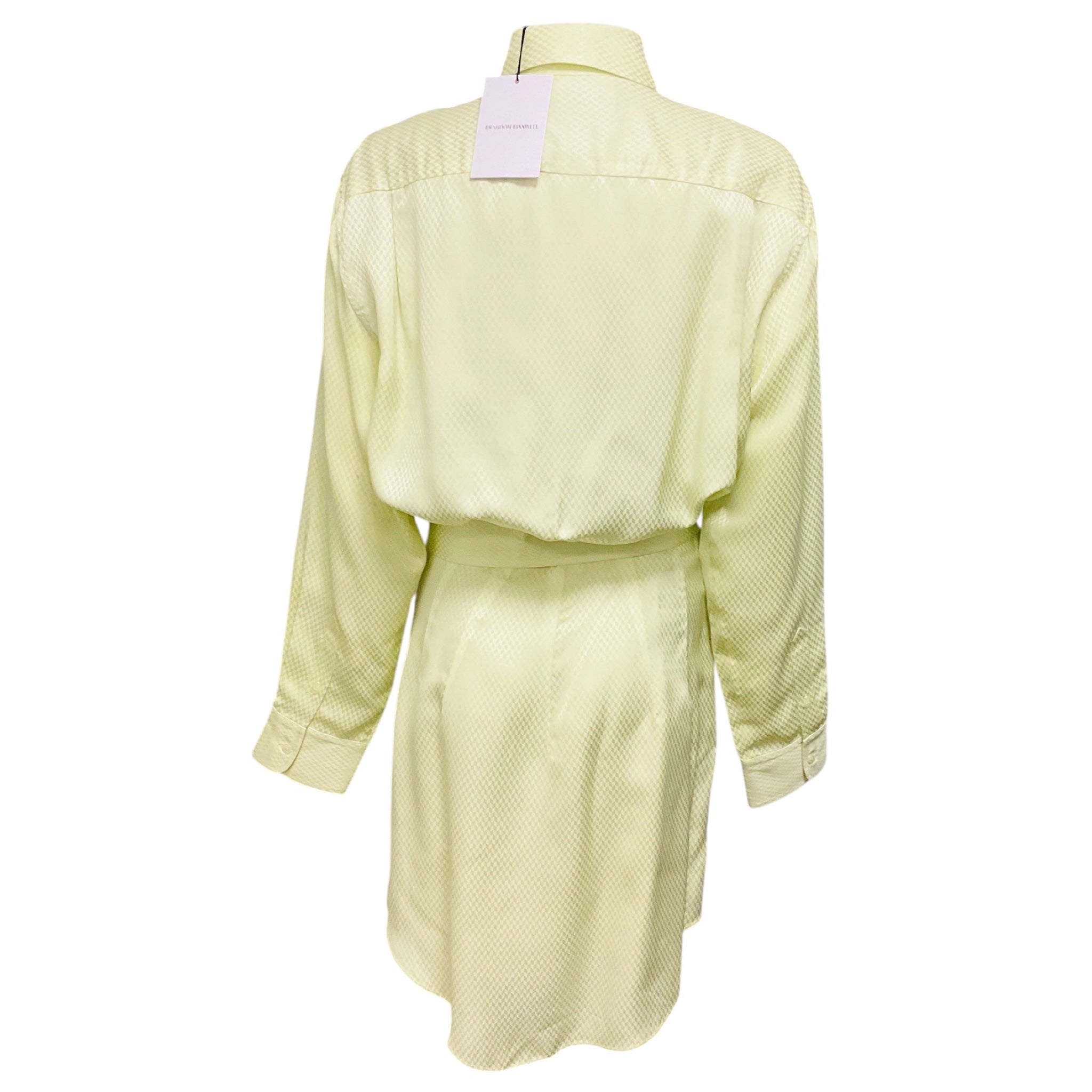 Brandon Maxwell Honeydew / Light Green Vera Belted Shirtdress Mini Dress