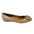 Load image into Gallery viewer, Salvatore Ferragamo Beige / Gold Buckle Leather Ballet Flats with Grosgrain Bow
