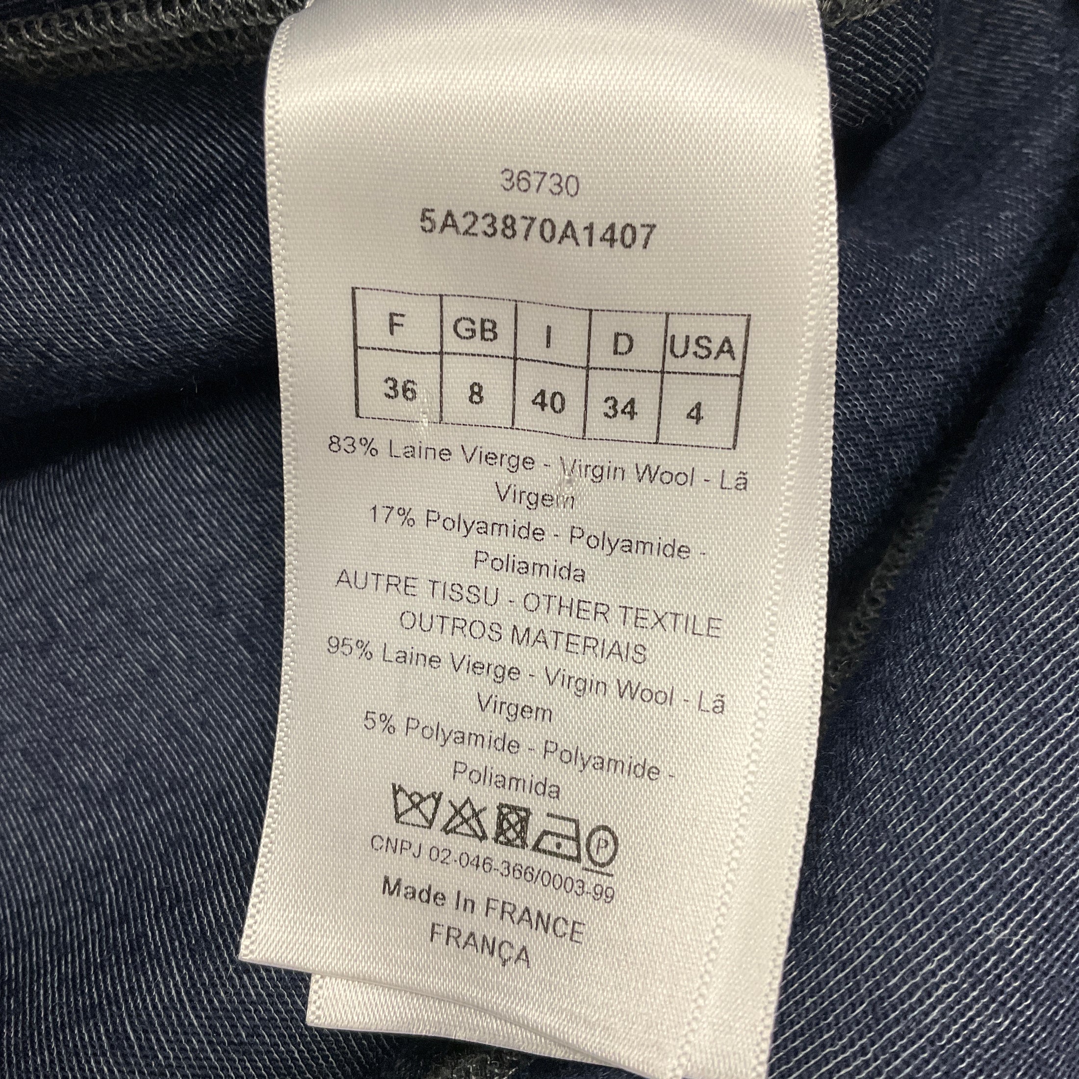 Christian Dior Charcoal Grey / Navy / Burgundy Zip Front Wool Swing Coat