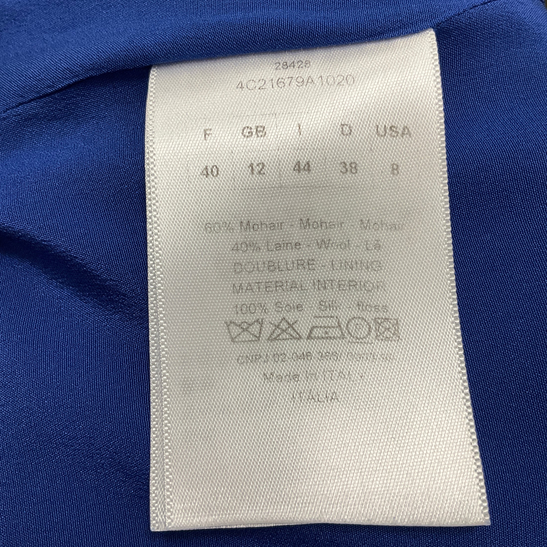 Christian Dior Royal Blue Sleeveless V Neck Asymmetric Hem Midi Dress