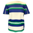 Load image into Gallery viewer, Celine Ivory / Blue / Green Striped Short Sleeved Silk Blouse
