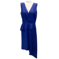 Load image into Gallery viewer, Christian Dior Royal Blue Sleeveless V Neck Asymmetric Hem Midi Dress
