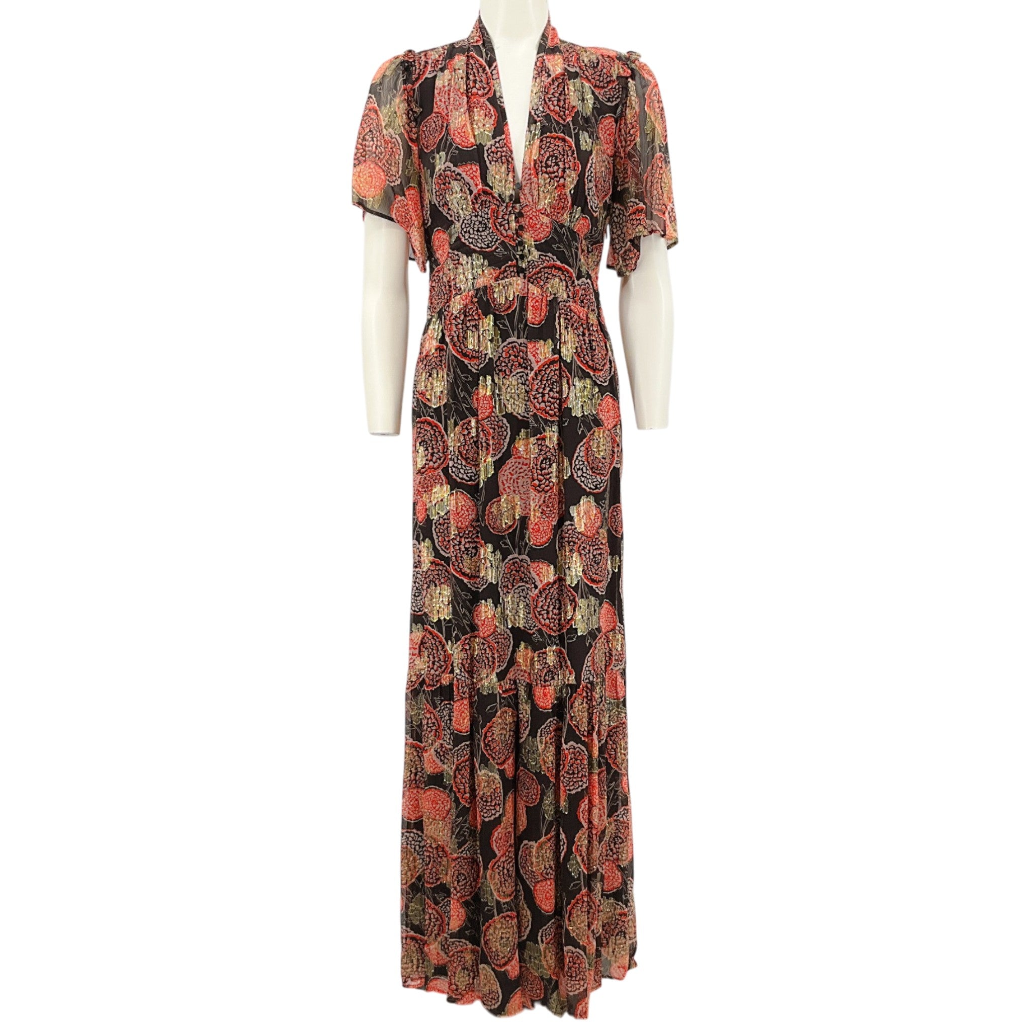 BA&SH Black Multi Hide Floral Maxi Dress

