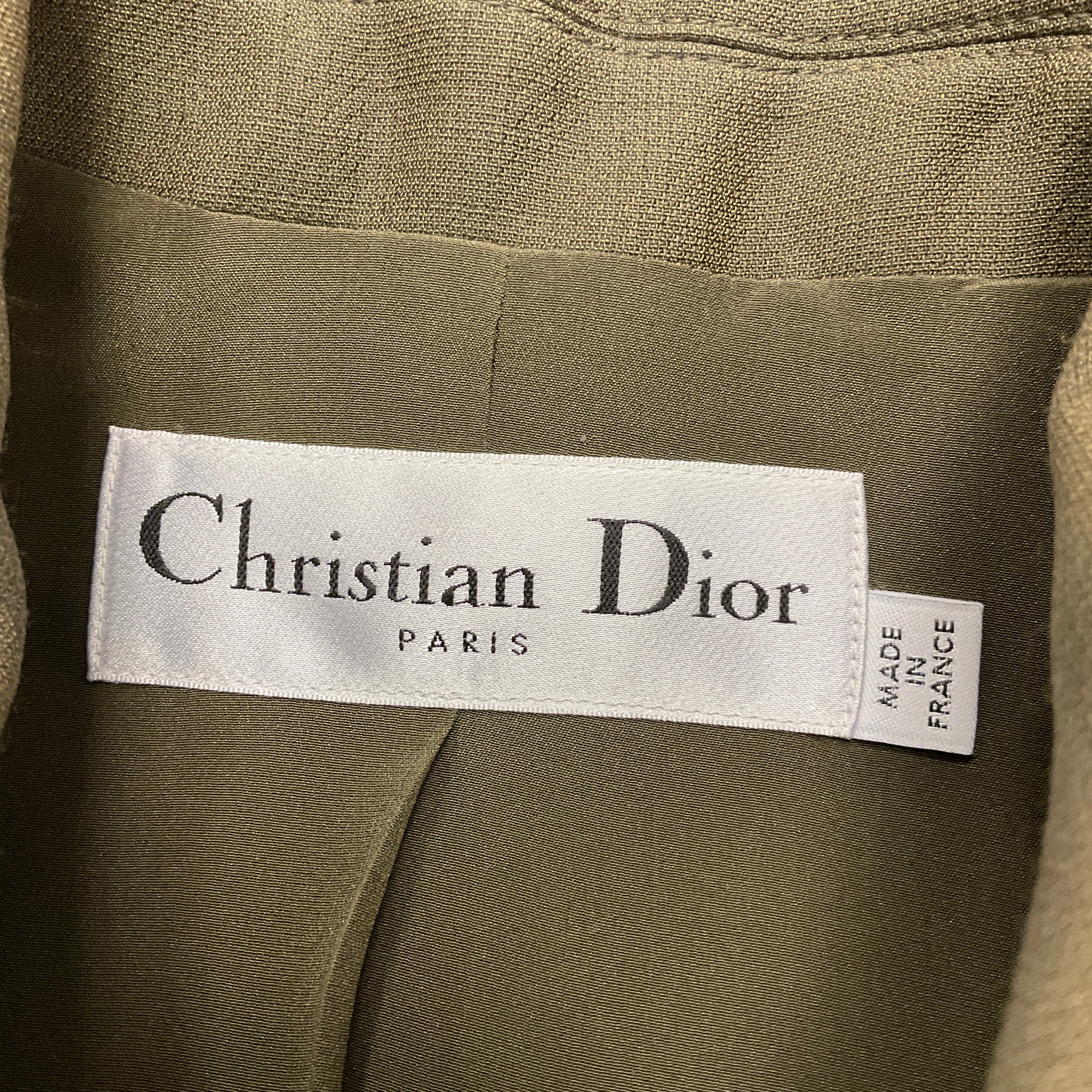 Christian Dior Olive Structured Wool and Silk Vest