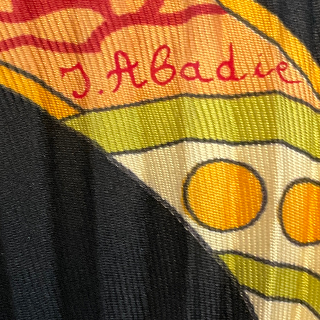 Hermes Black Multi Les Printemps de Thera Print Plisse Pleated Silk Twill Scarf