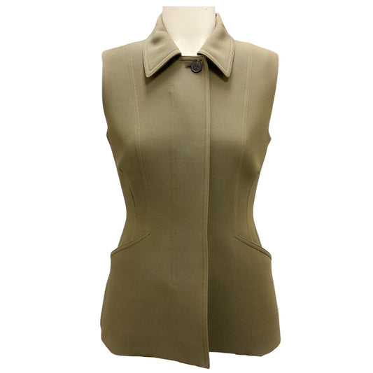 Christian Dior Olive Structured Wool and Silk Vest