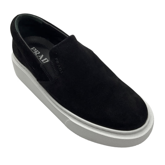 Prada Black / White Sole Suede Low Top Slip On Sneakers