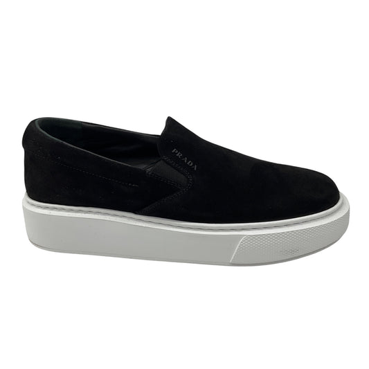 Prada Black / White Sole Suede Low Top Slip On Sneakers