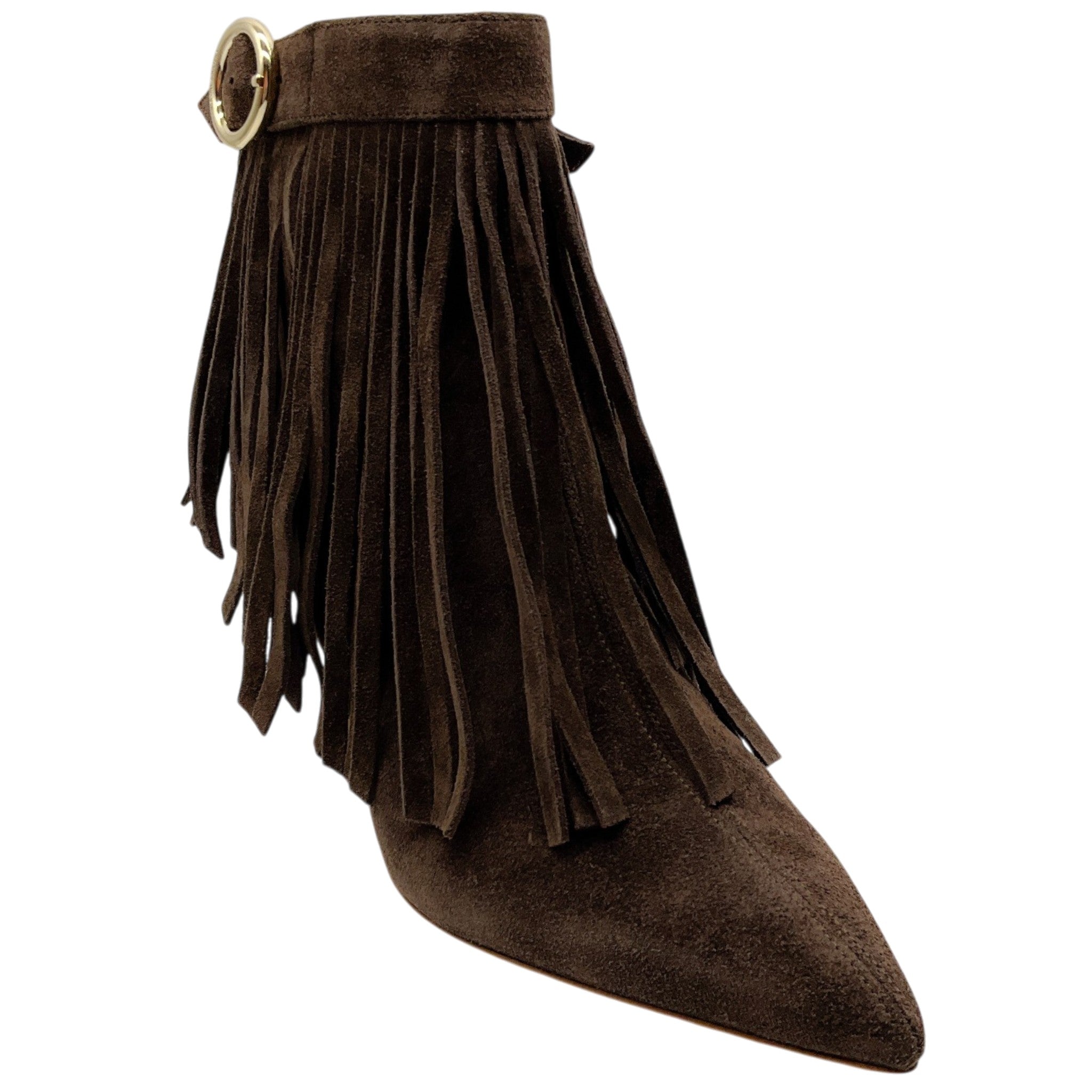 Malone Souliers Brown Suede 70mm Donnie Fringe Ankle Boots
