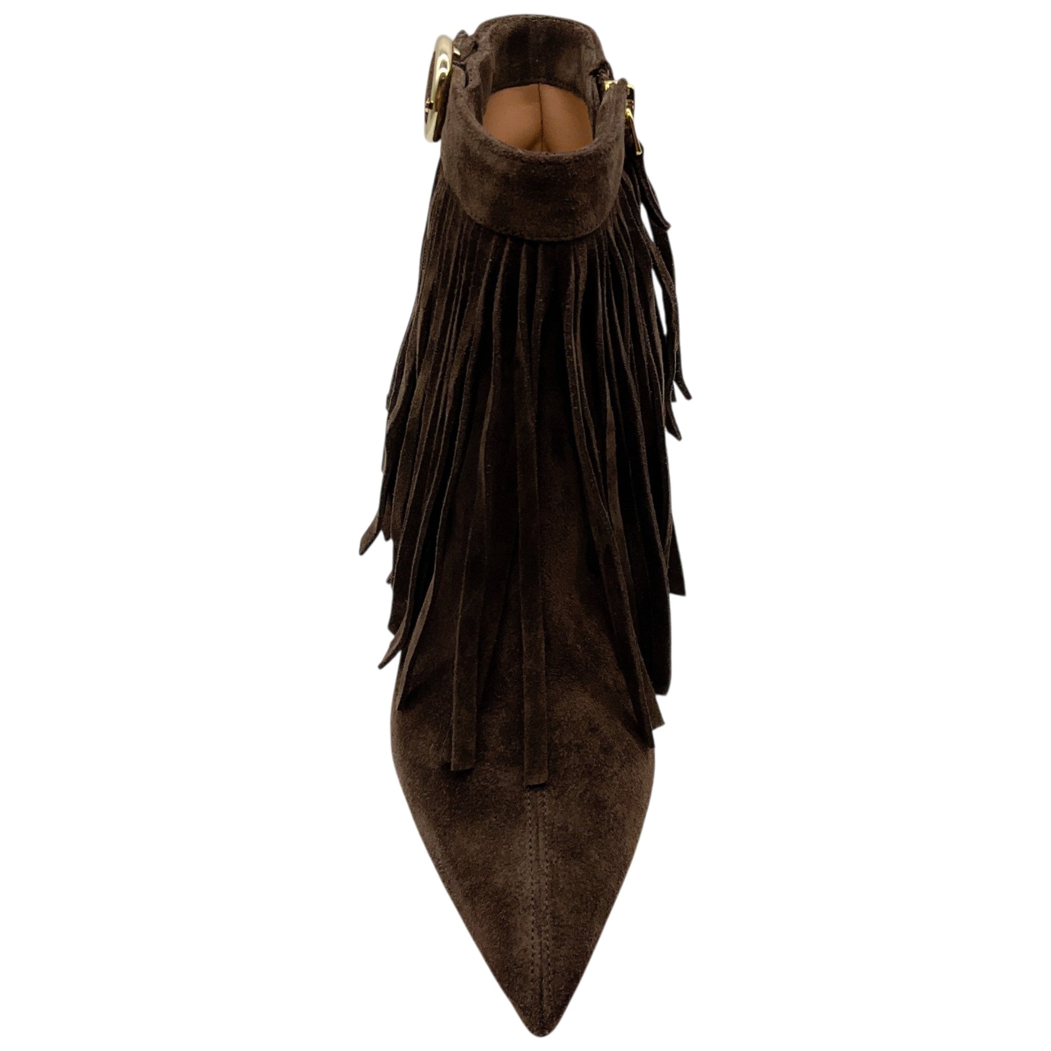 Malone Souliers Brown Suede 70mm Donnie Fringe Ankle Boots