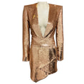 Load image into Gallery viewer, Alexandre Vauthier Rose Gold Sequin Plunging Mini Dress in Pink Gold

