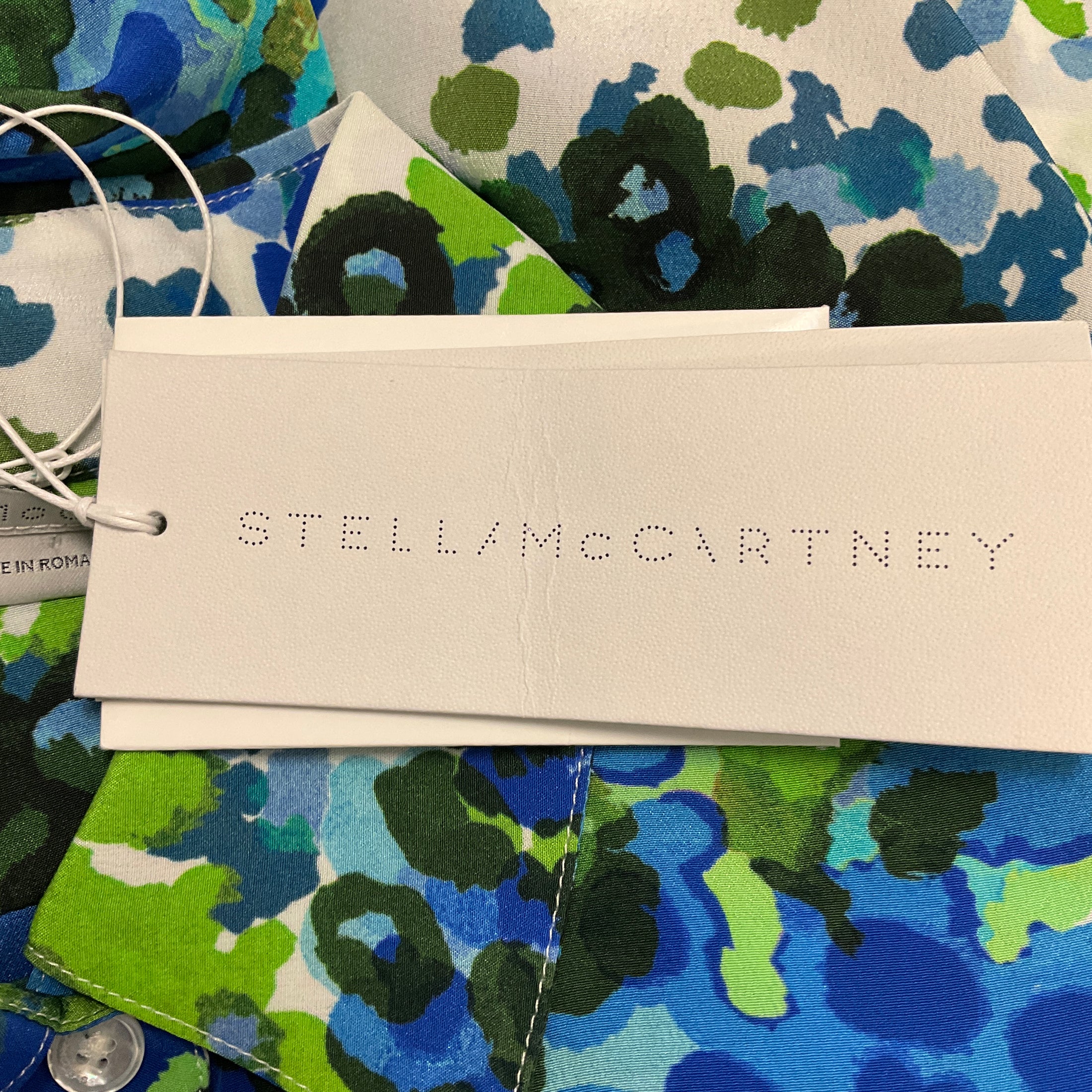 Stella McCartney Blue Multi Floral Print Silk Blouse