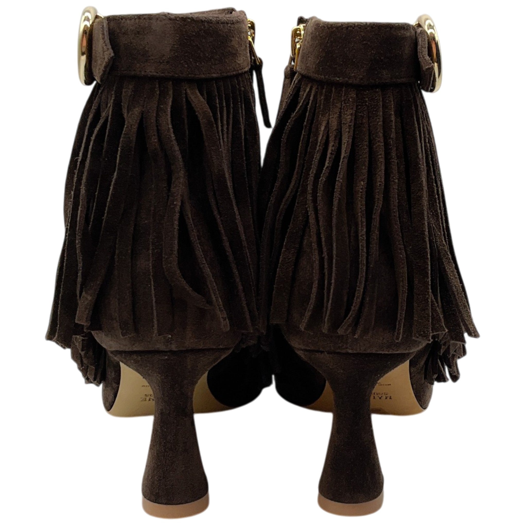 Malone Souliers Brown Suede 70mm Donnie Fringe Ankle Boots