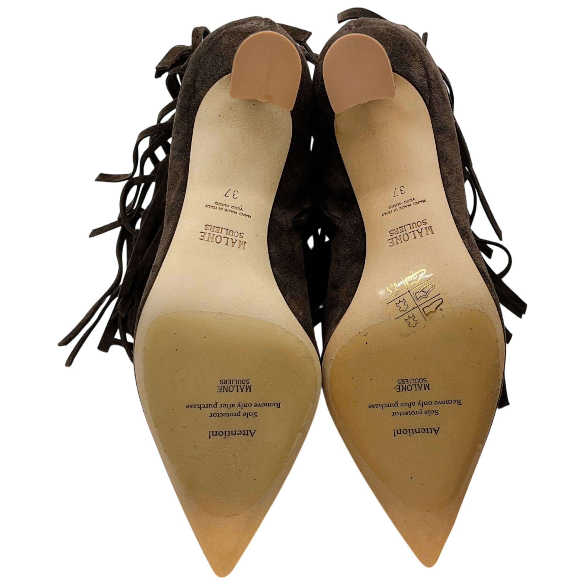 Malone Souliers Brown Suede 70mm Donnie Fringe Ankle Boots