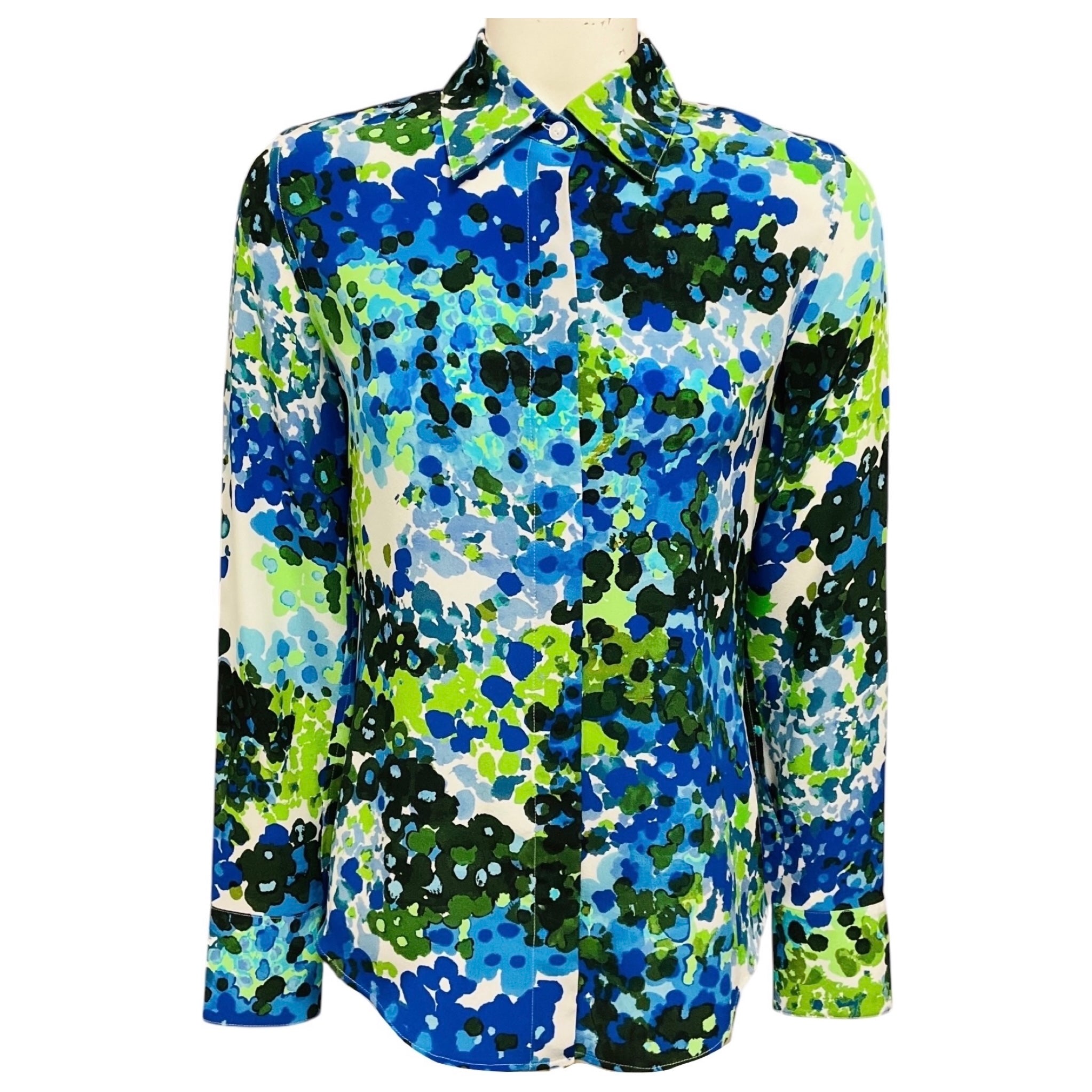 Stella McCartney Blue Multi Floral Print Silk Blouse