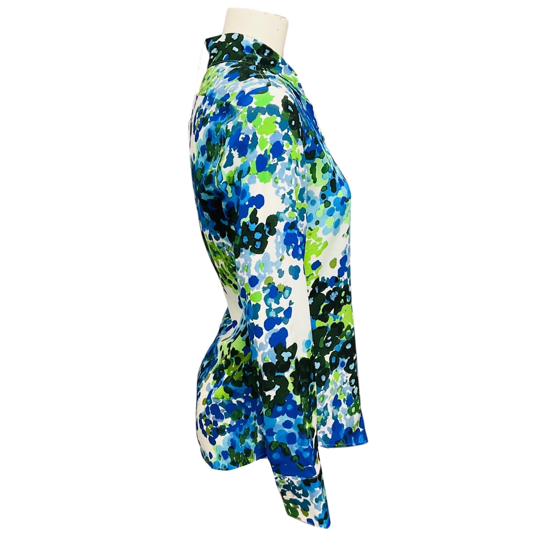 Stella McCartney Blue Multi Floral Print Silk Blouse