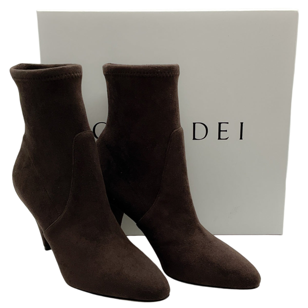 Casadei Brown Stretch Suede Sock Booties