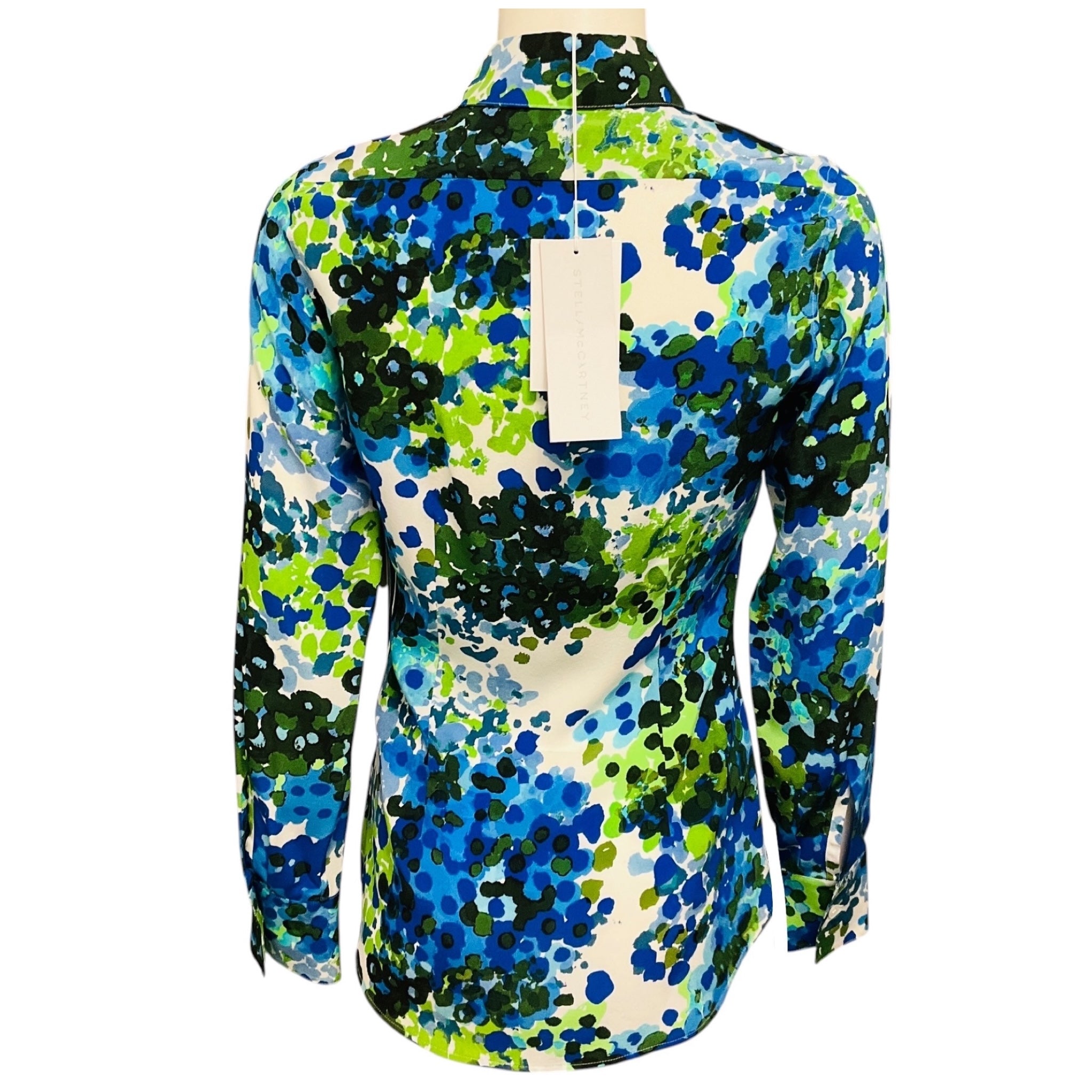 Stella McCartney Blue Multi Floral Print Silk Blouse