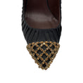 Load image into Gallery viewer, Bruno Magli Black Crystal Embellished Pleated Fabric Pumps
