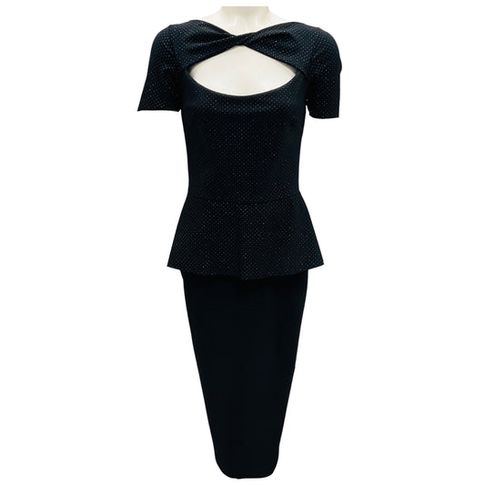 Chiara Boni La Petite Robe Black Tabhita Peplum Metallic Dot Dress